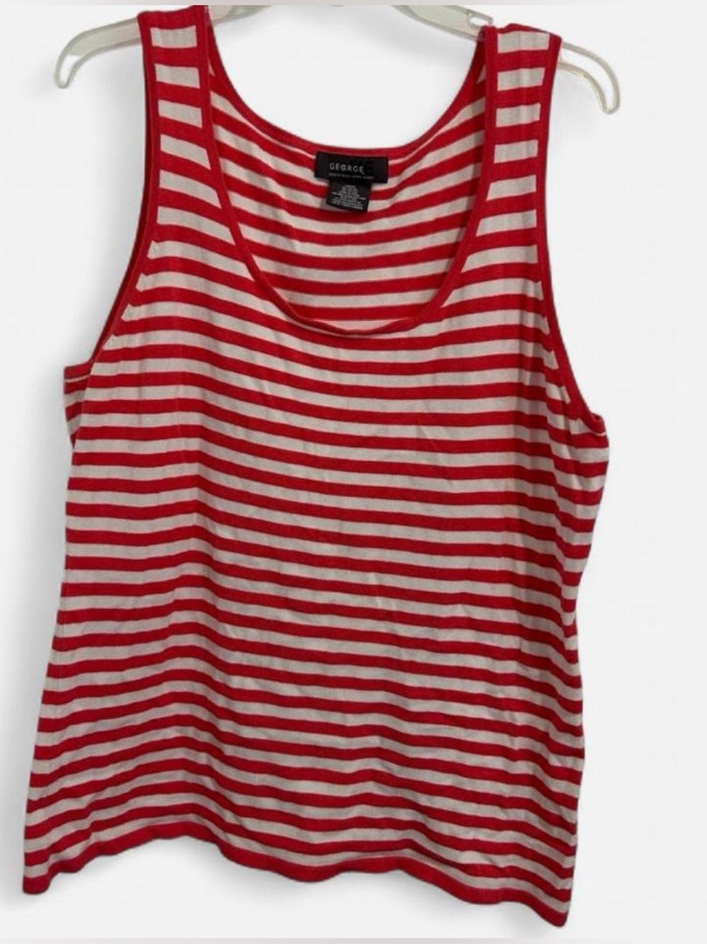 Women’s Red and White Striped Scoop Neck Tank Top